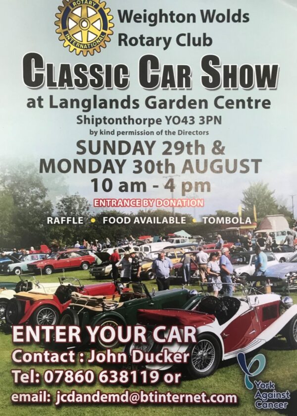 Classic Car Show Fundraiser - Langlands Garden Centre - York Against Cancer
