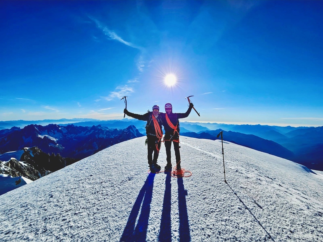 Two men at the top of Mont Blanc